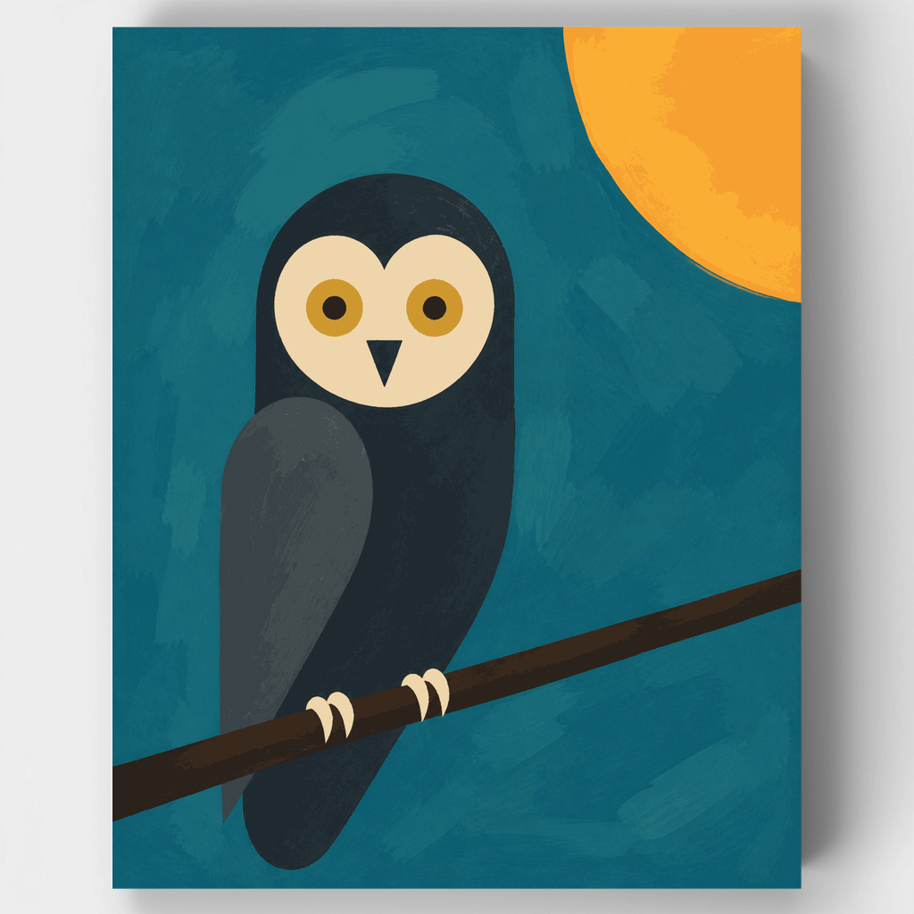 Búho en una rama - Kit de pintura por números — Estándar