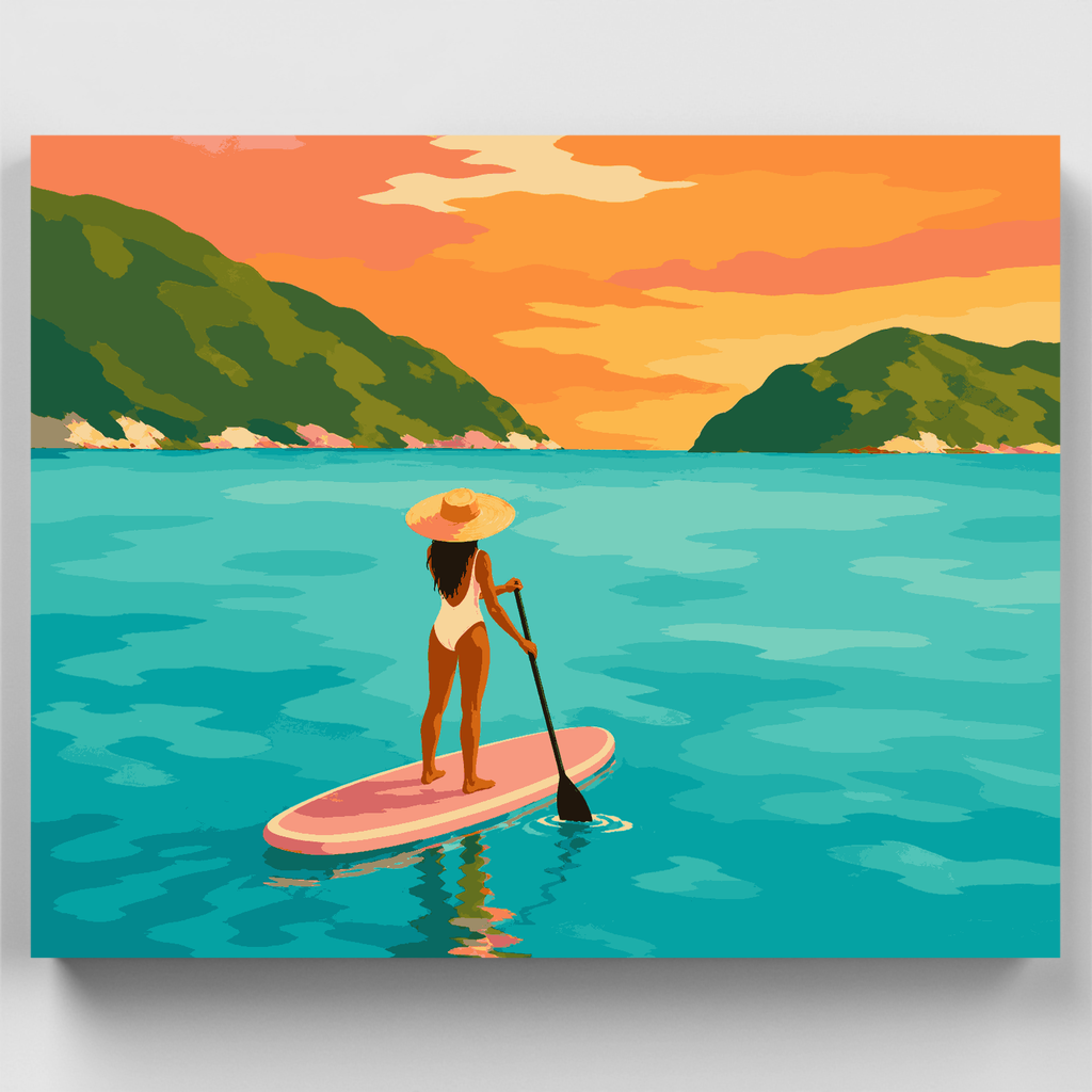Paddleboard al atardecer - Kit de pintura por números — Estándar