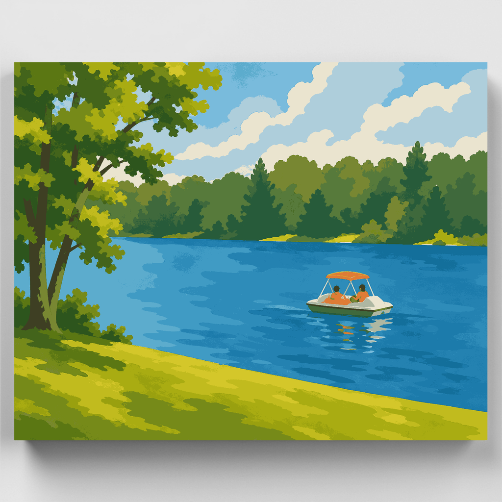 Bote de pedales en el lago Hawrelak - Kit de pintura por números — Estándar