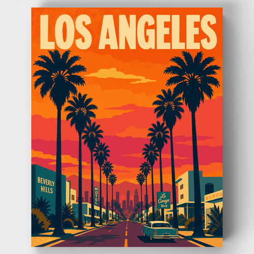 Palm Tree Boulevard - Paint by Numbers Kit