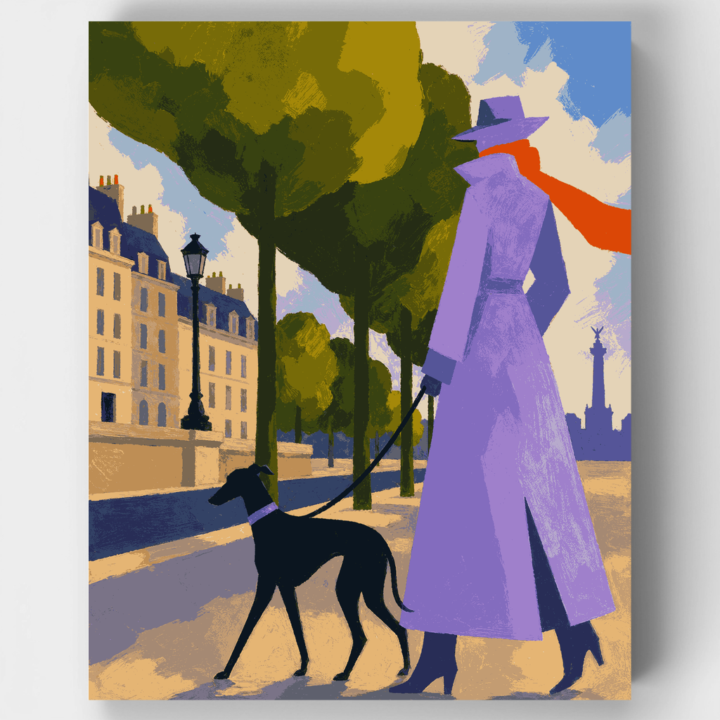 Paseo de galgo parisino - Kit de pintura por números — Estándar