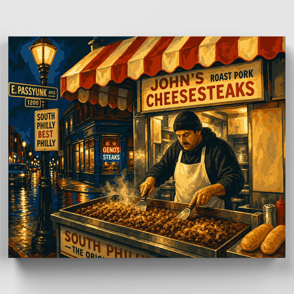 Puesto de Cheesesteaks de Passyunk Avenue - Kit de pintura por números — Estándar