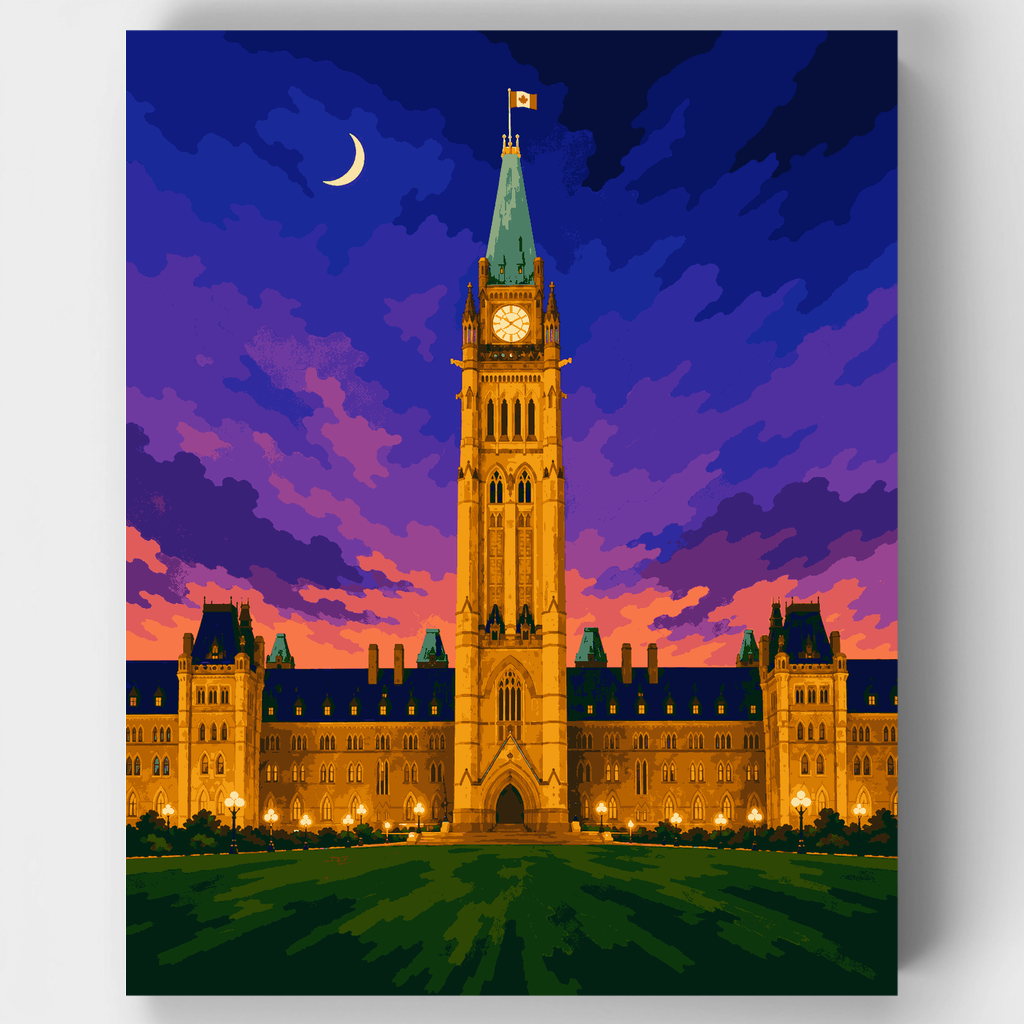 Torre de la Paz al atardecer - Kit de pintura por números — Estándar
