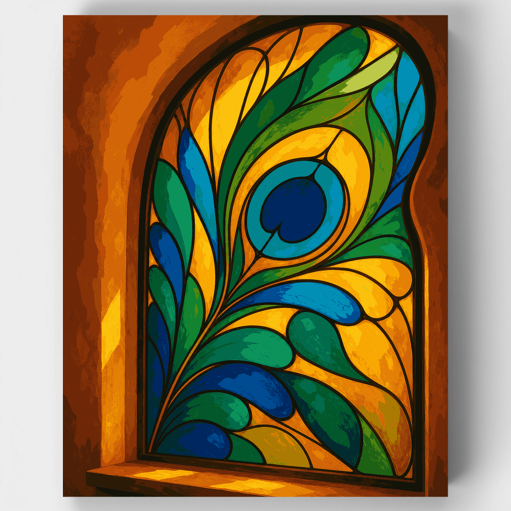 Peacock Feather Window - Paint by Numbers Kit