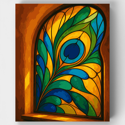 Peacock Feather Window - Paint by Numbers Kit