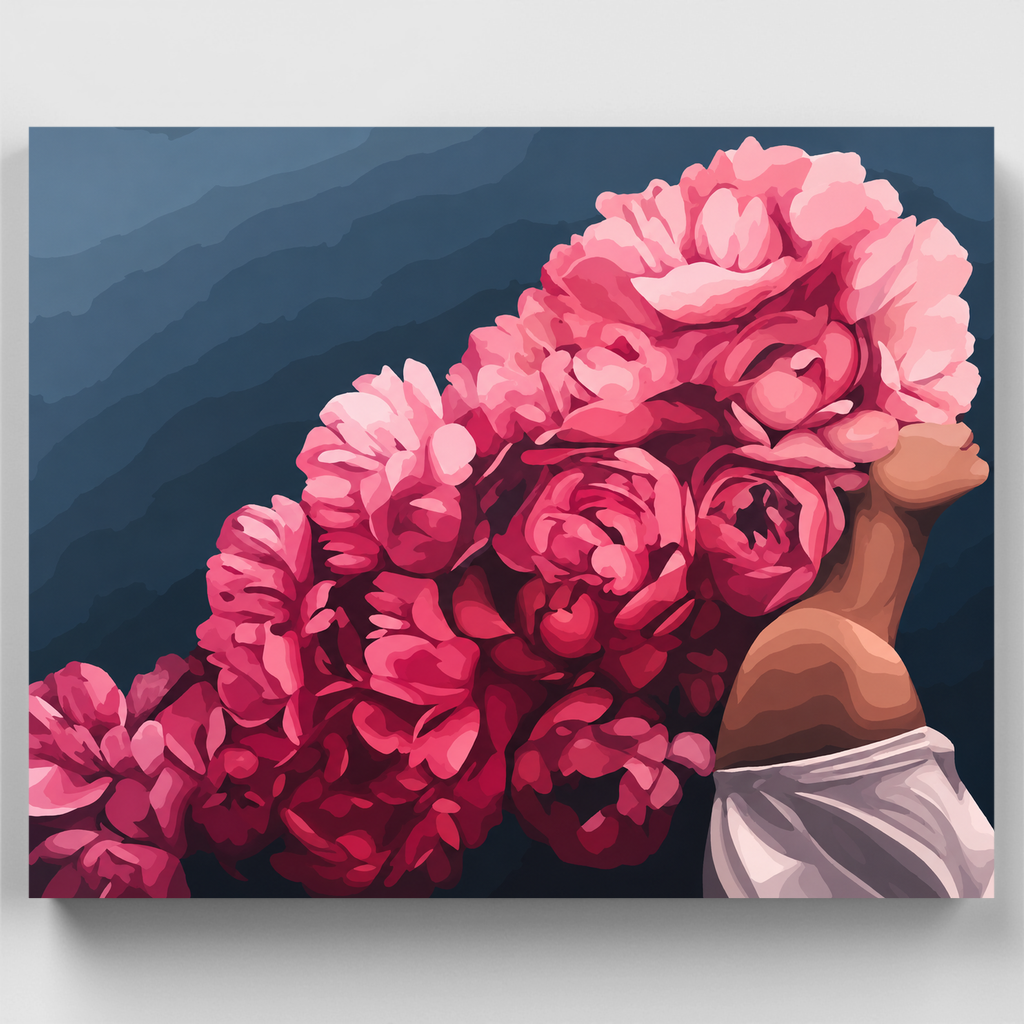 Mujer con corona de peonías - Kit de pintura por números — Estándar