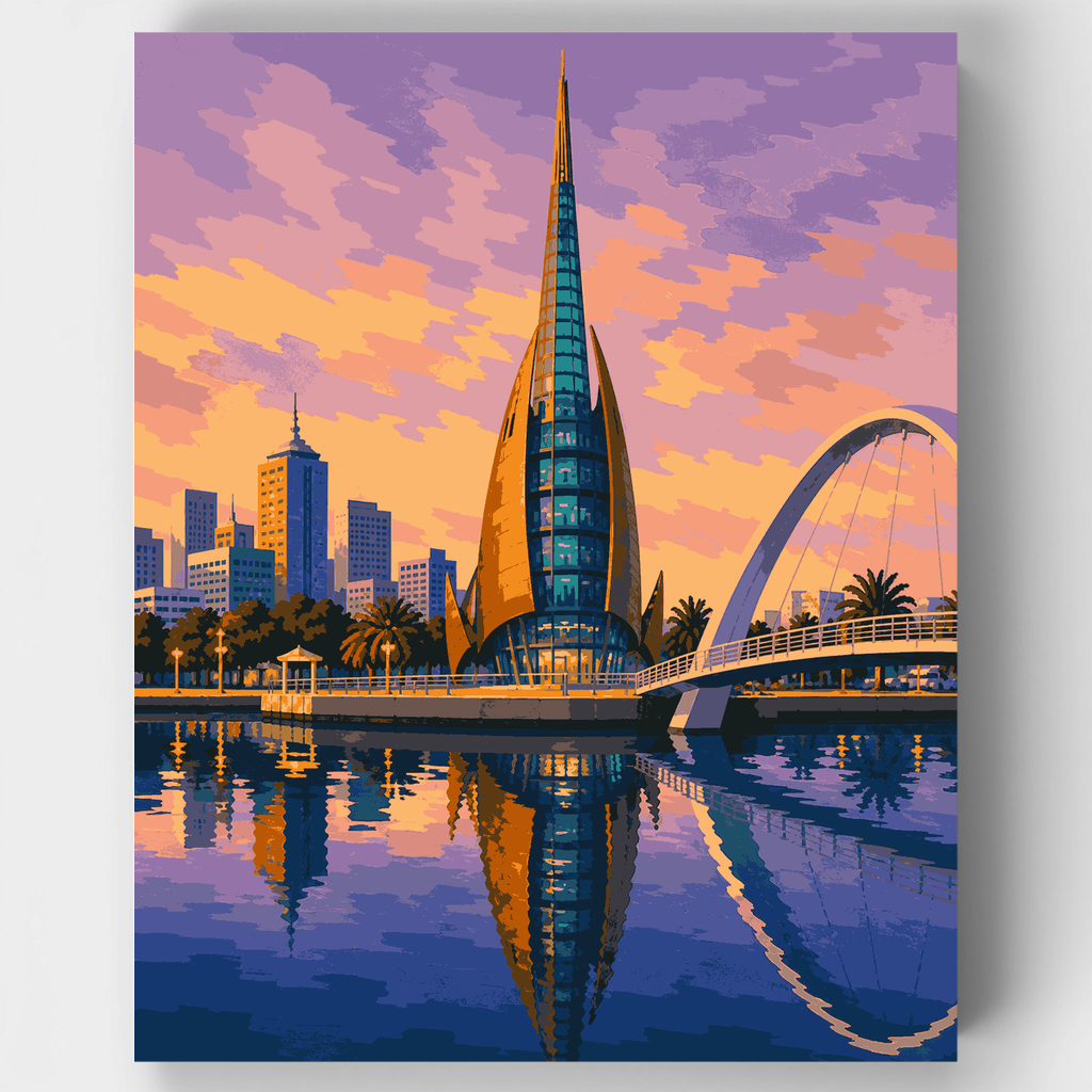 Perth Bell Tower Reflections - Paint by Numbers Kit