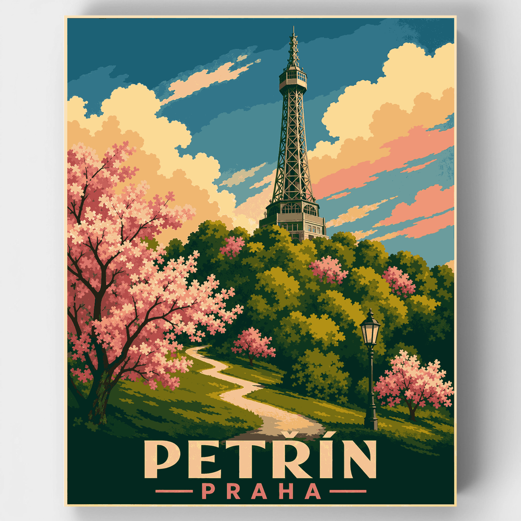 Petřín Tower Blossoms - Paint by Numbers Kit