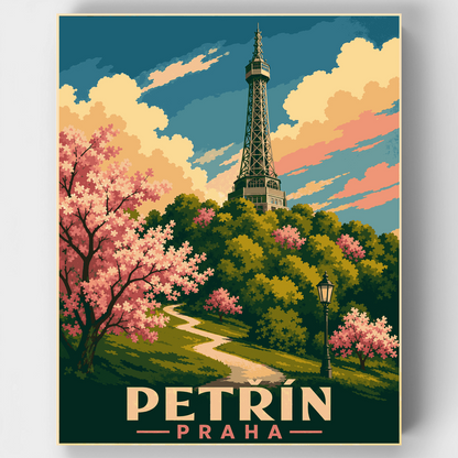 Petřín Tower Blossoms - Paint by Numbers Kit