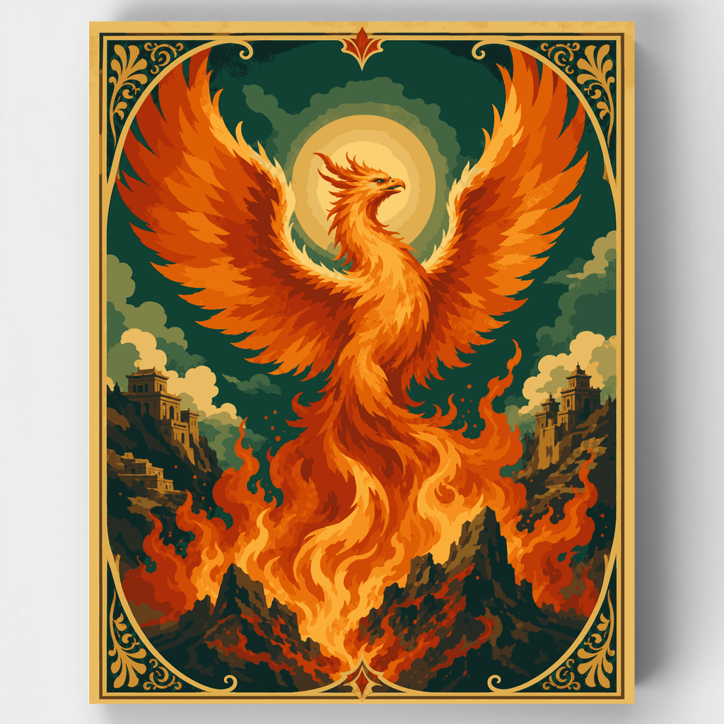 Fénix resurgiendo de las llamas - Kit de pintura por números — Estándar