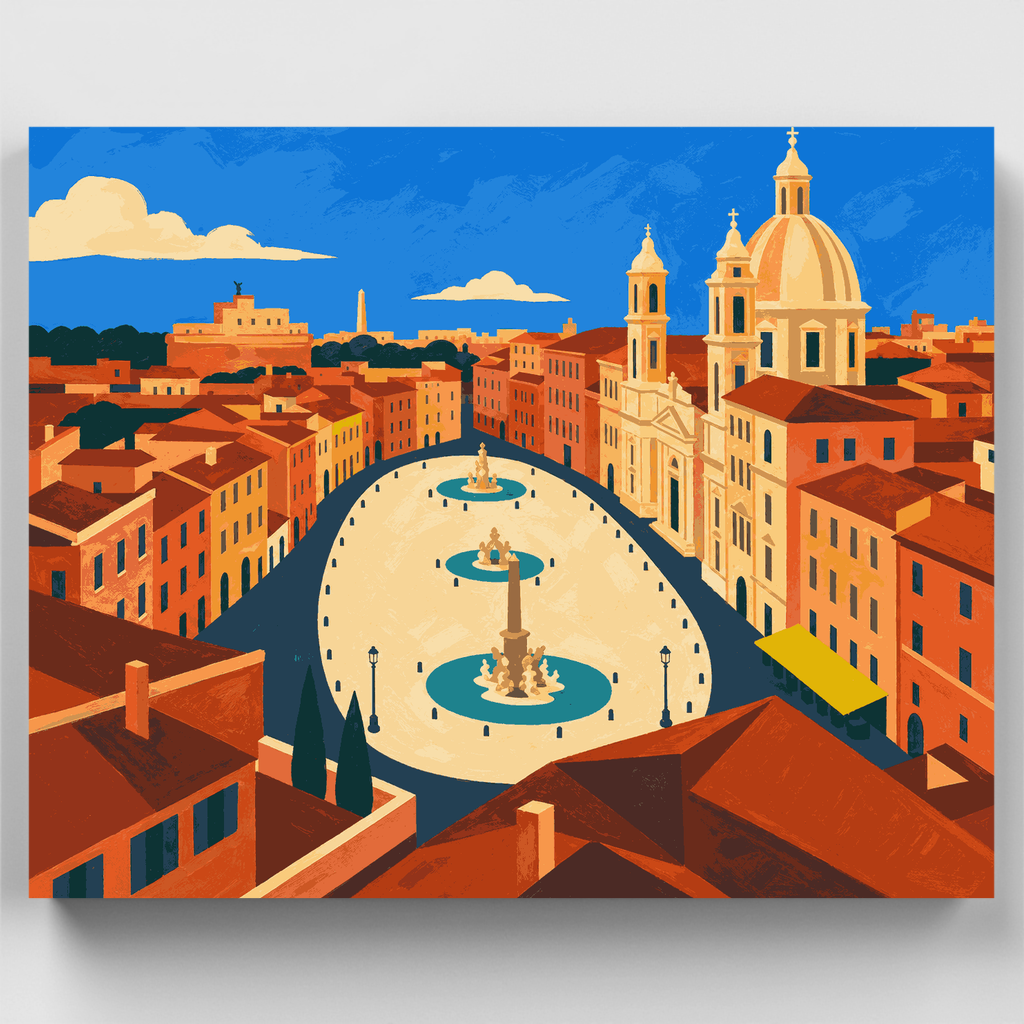 Kit de pintura por números - Vista aérea de Piazza Navona — Estándar