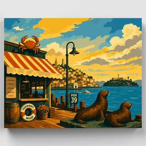 Pier 39 Sea Lions - Paint by Numbers Kit