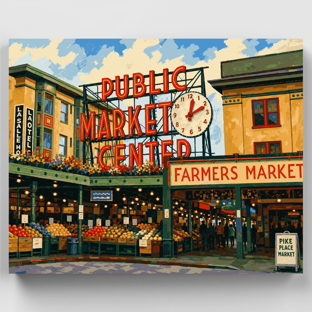 Pike Place Market Sign - Paint by Numbers Kit
