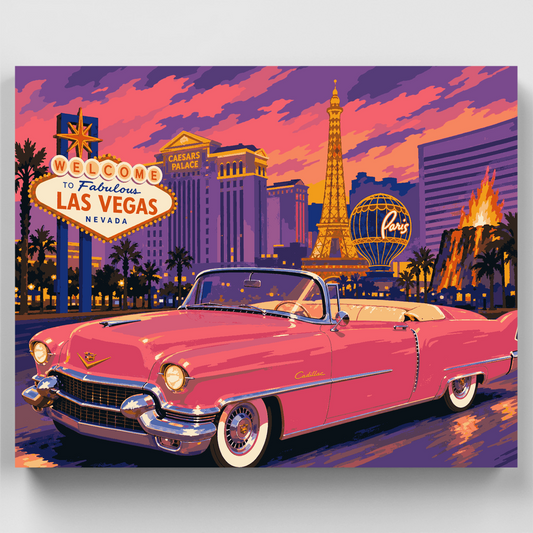 Pink Cadillac on the Strip - Paint by Numbers Kit