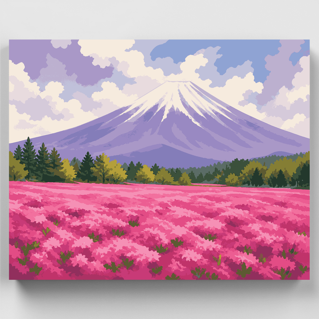Campos de shibazakura rosa - Kit de pintura por números — Estándar