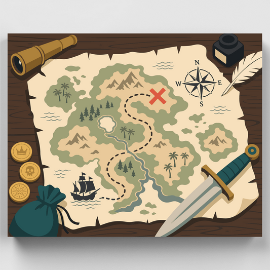 Pirate Treasure Map - Paint by Numbers Kit