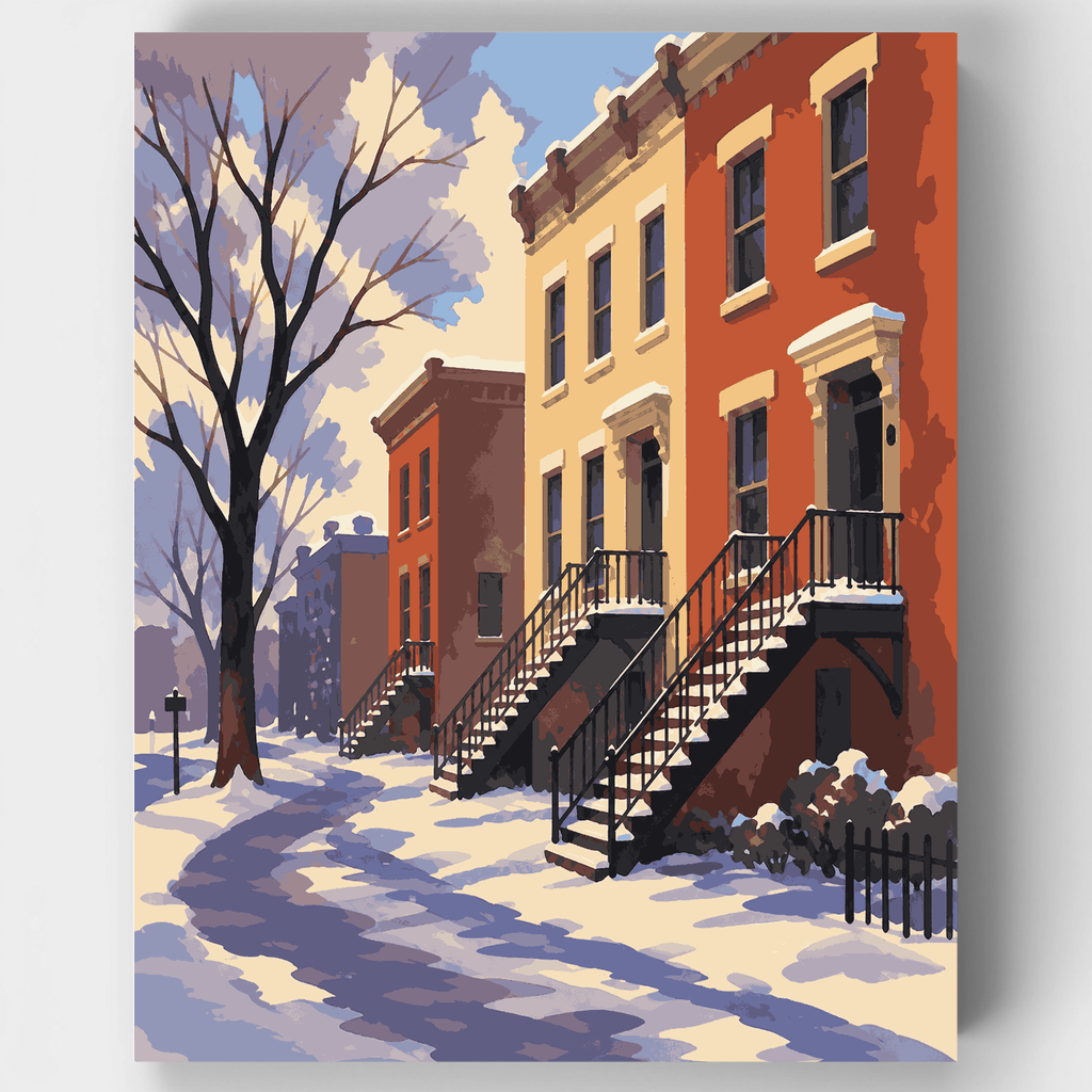Escaleras de invierno en la meseta - Kit de pintura por números — Estándar