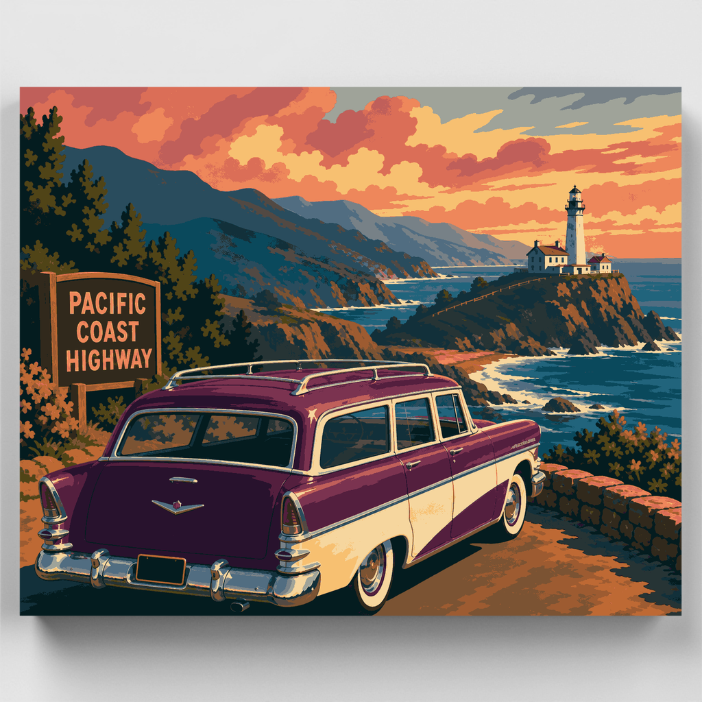 Plum Wagon at Lighthouse Point - Paint by Numbers Kit
