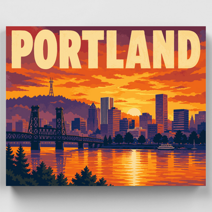 Portland Sunset Skyline - Paint by Numbers Kit