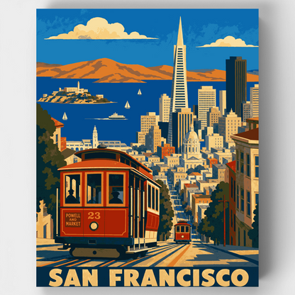 Powell and Market Cable Car - Paint by Numbers Kit