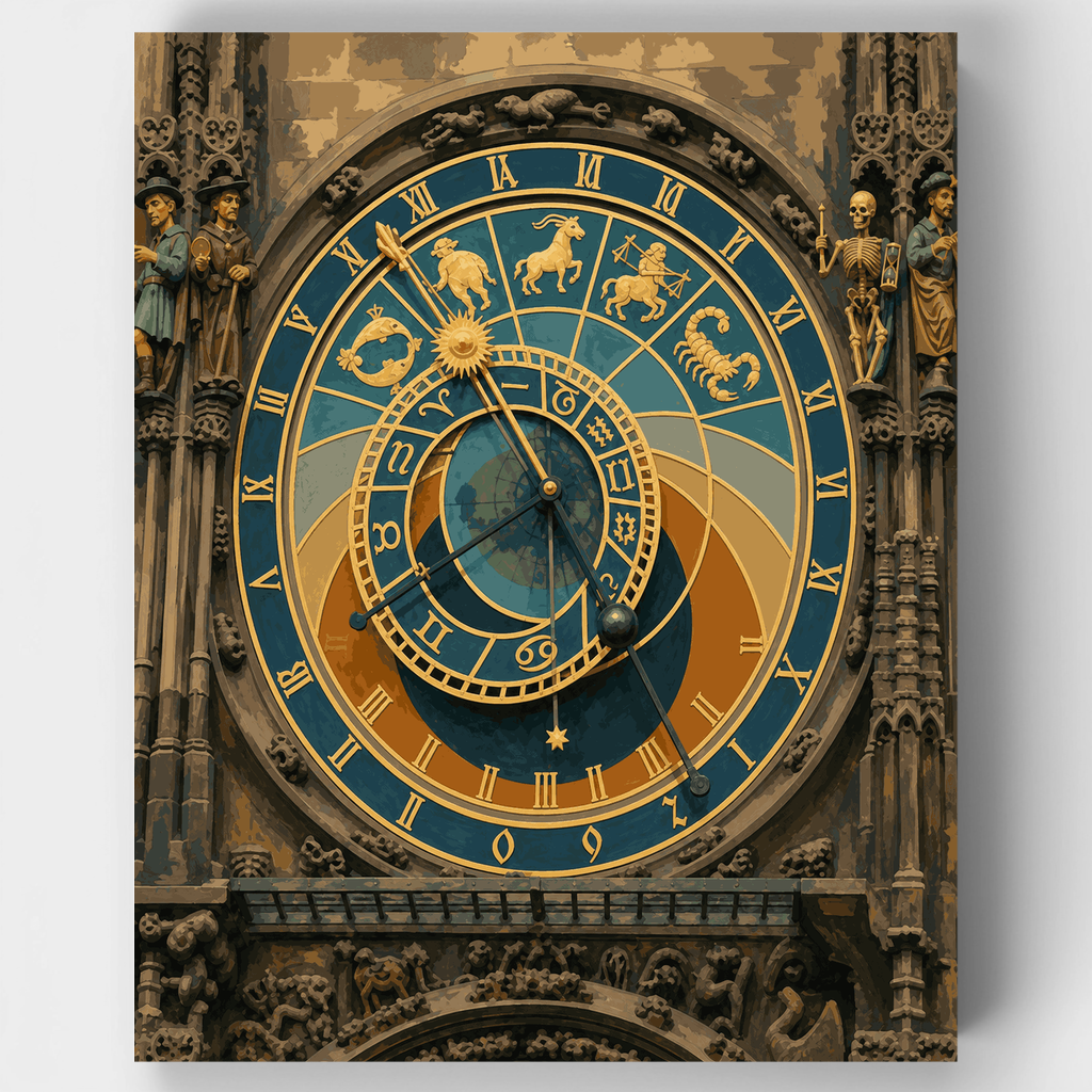 Reloj astronómico de Praga - Kit de pintura por números — Estándar