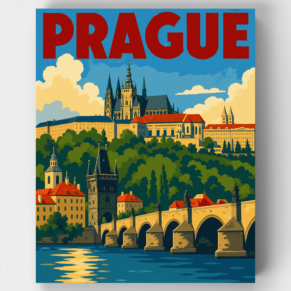 Kit de pintura por números - Skyline del Castillo de Praga — Estándar