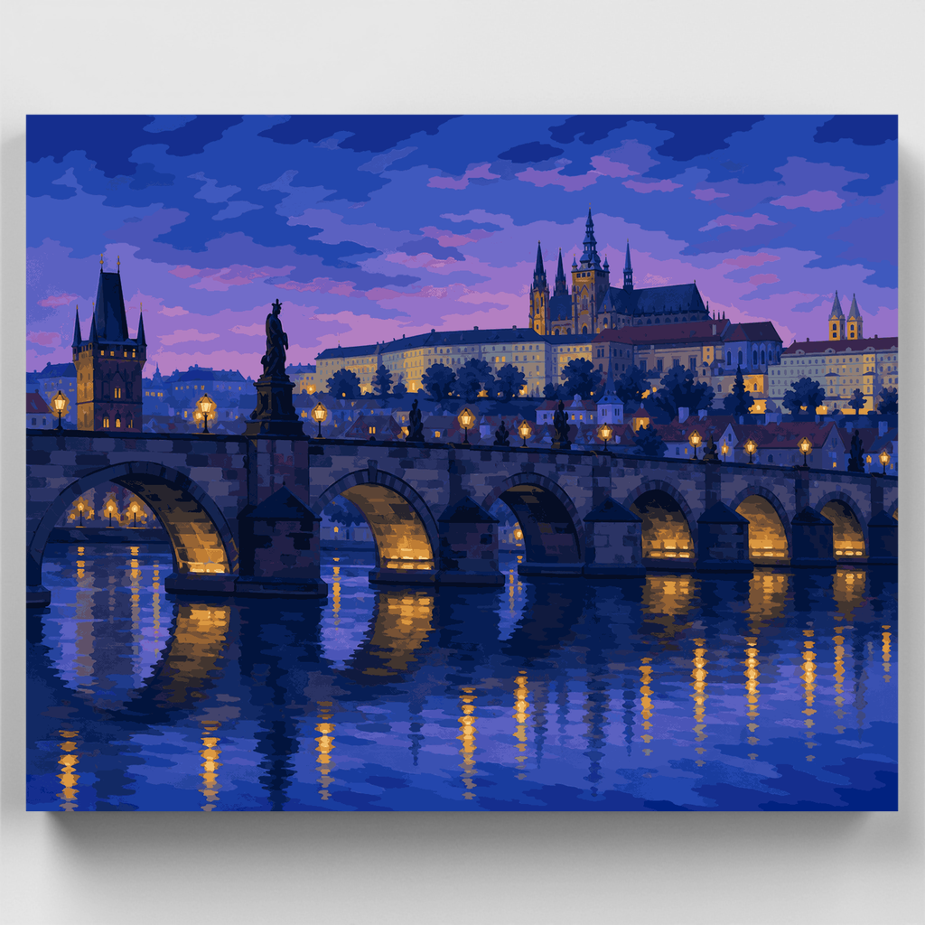 Vista del Castillo de Praga al atardecer - Kit de pintura por números — Estándar