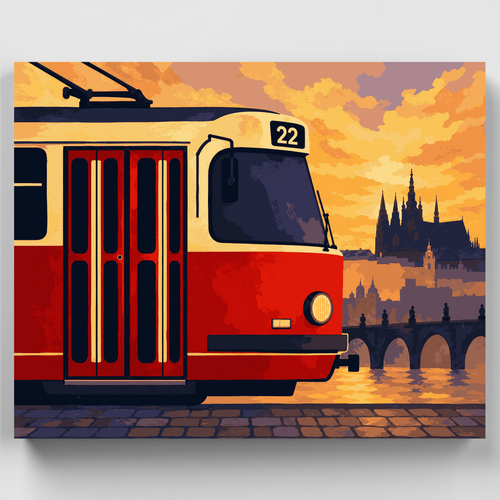 Prague Tram No. 22 - Paint by Numbers Kit