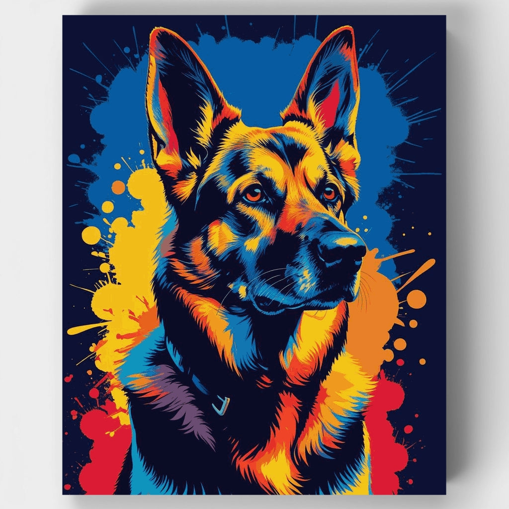 Vibrant German Shepherd Pop Art - Paint by Numbers Kit