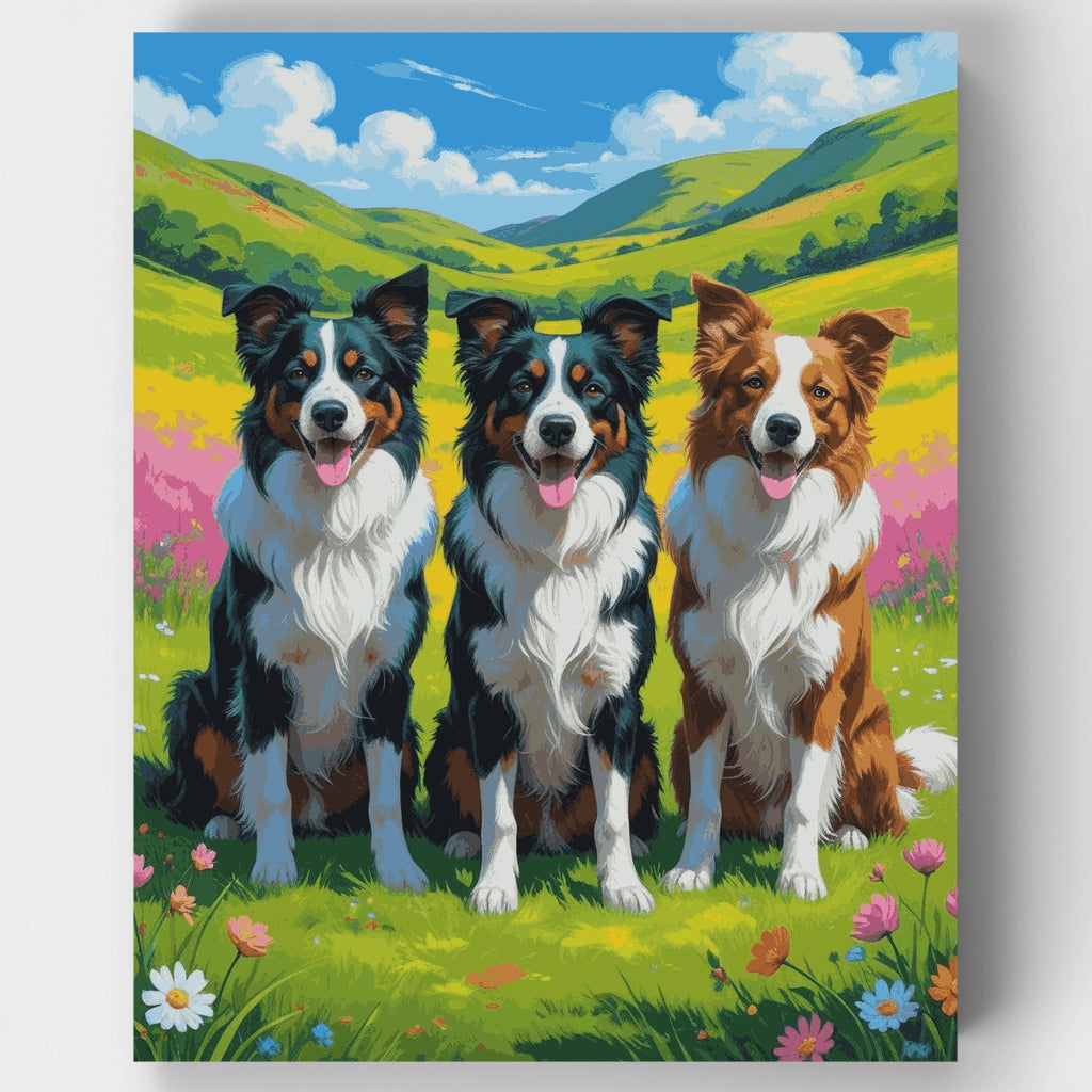 Border Collies en Rolling Hills - Kit de pintura por números — Estándar