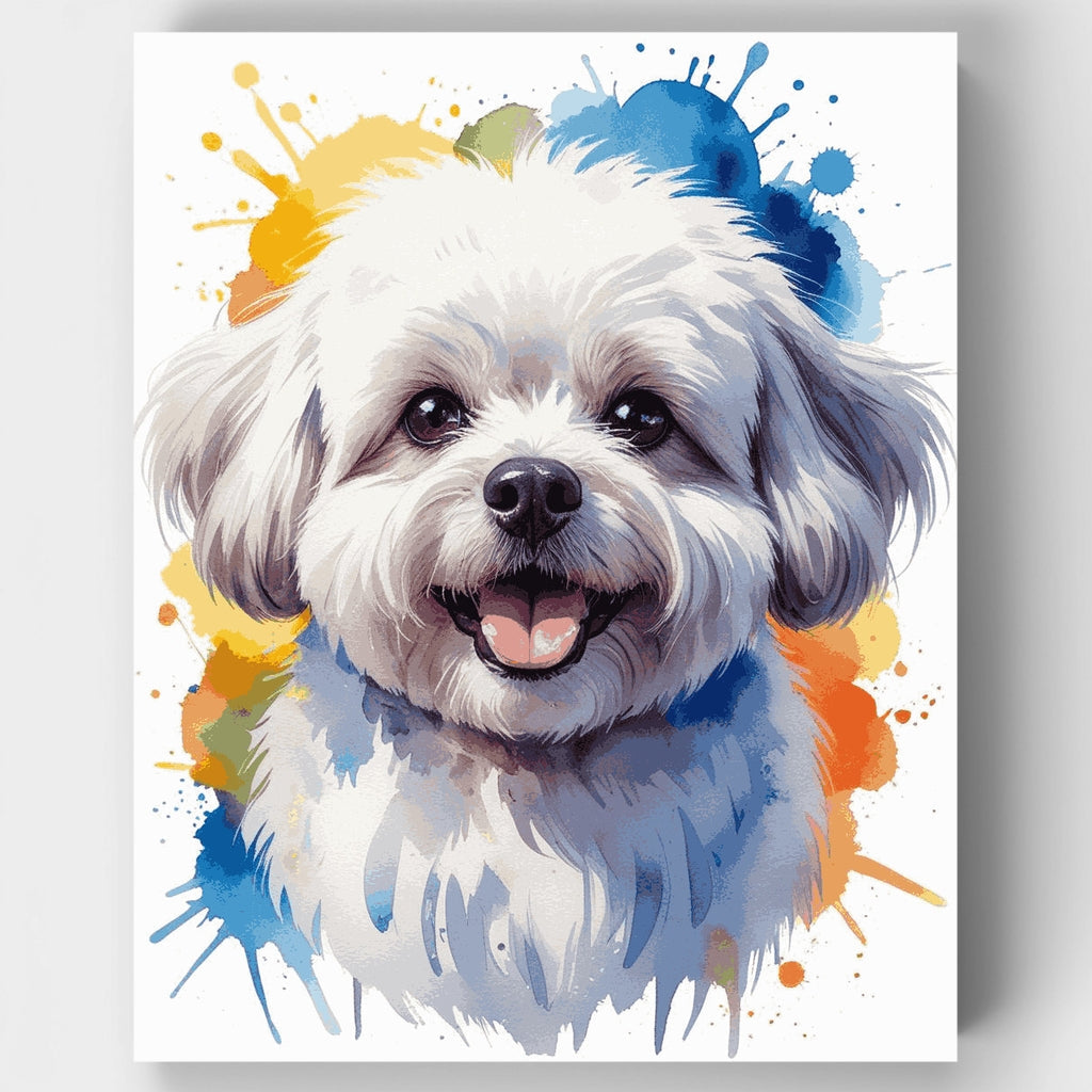 Watercolor Bichon Frise Portrait - Paint by Numbers Kit