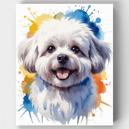 Watercolor Bichon Frise Portrait - Paint by Numbers Kit