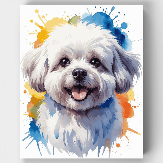 Watercolor Bichon Frise Portrait - Paint by Numbers Kit