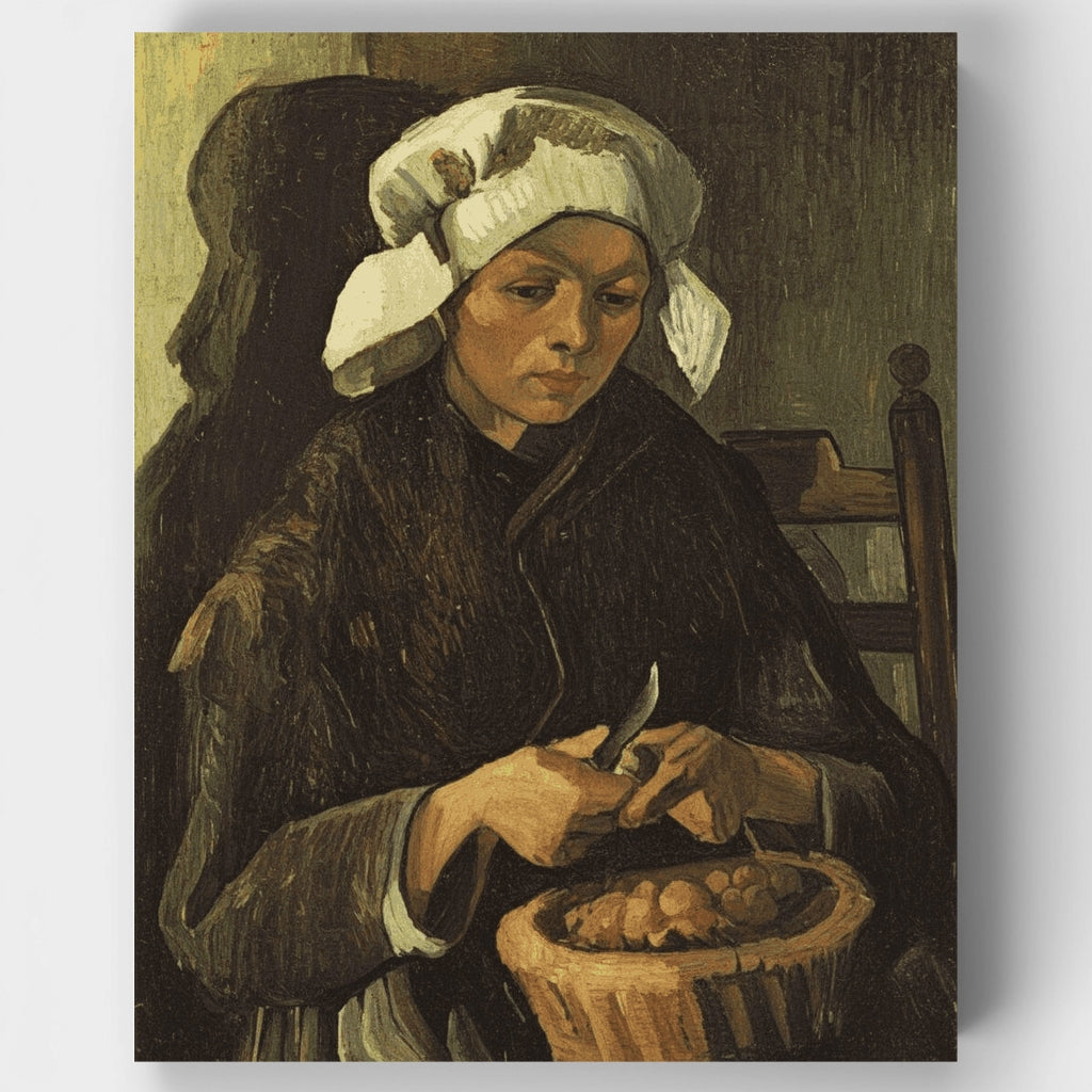 Campesina pelando patatas - Kit de pintura por números — Estándar