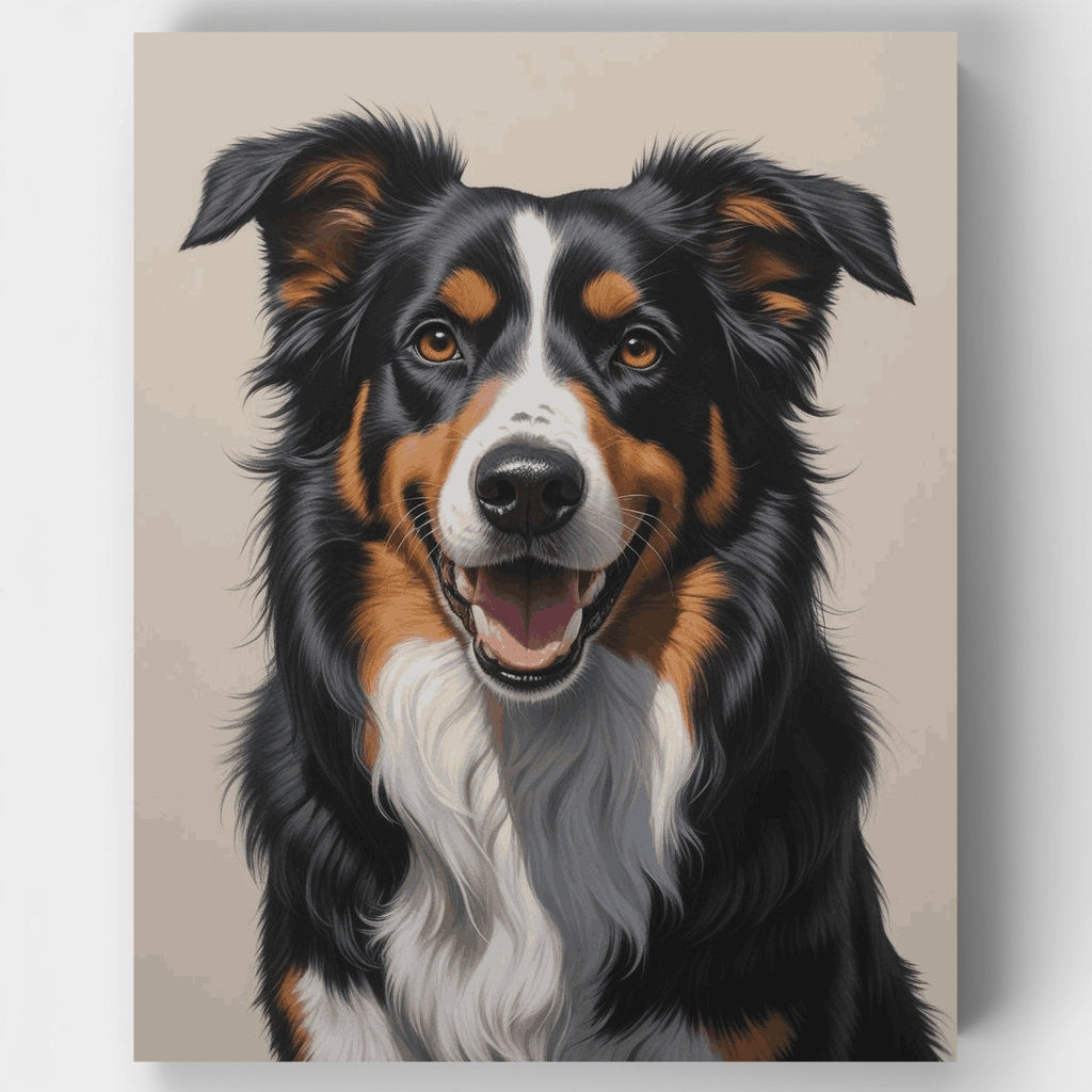 Retrato de Border Collie feliz - Kit de pintura por números — Estándar
