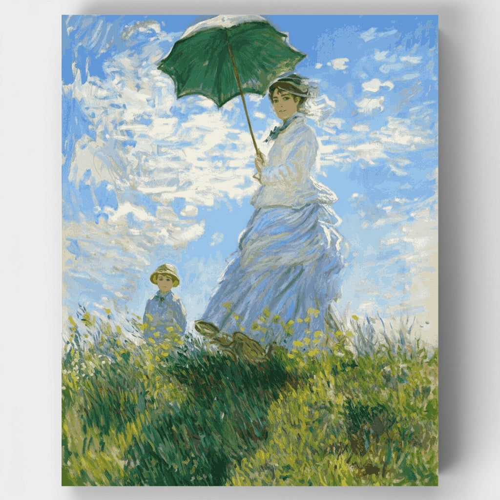 Mujer con sombrilla – Madame Monet y su hijo - Kit de pintura por números — Estándar