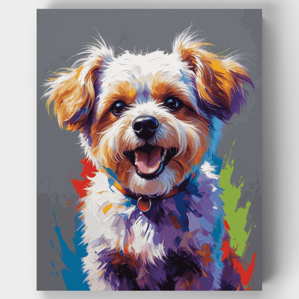 Retrato vibrante de Bichón Frisé - Kit de pintura por números — Estándar