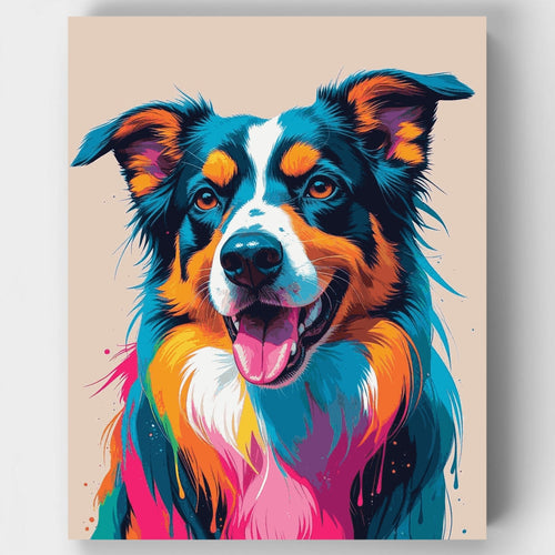 Colorful Border Collie Pop Art - Paint by Numbers Kit