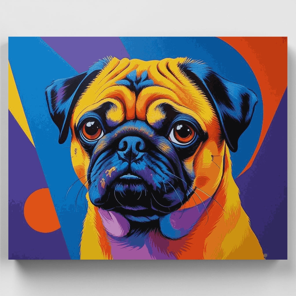 Vibrant Pop Art Pug Portrait - Paint by Numbers Kit