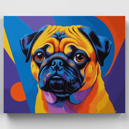 Vibrant Pop Art Pug Portrait - Paint by Numbers Kit