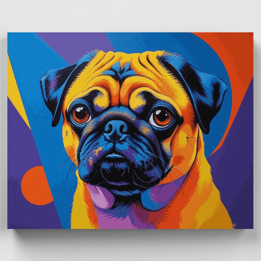 Vibrant Pop Art Pug Portrait - Paint by Numbers Kit
