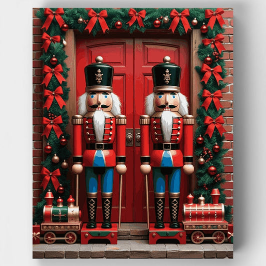 Nutcracker Guards Christmas Door - Paint by Numbers Kit