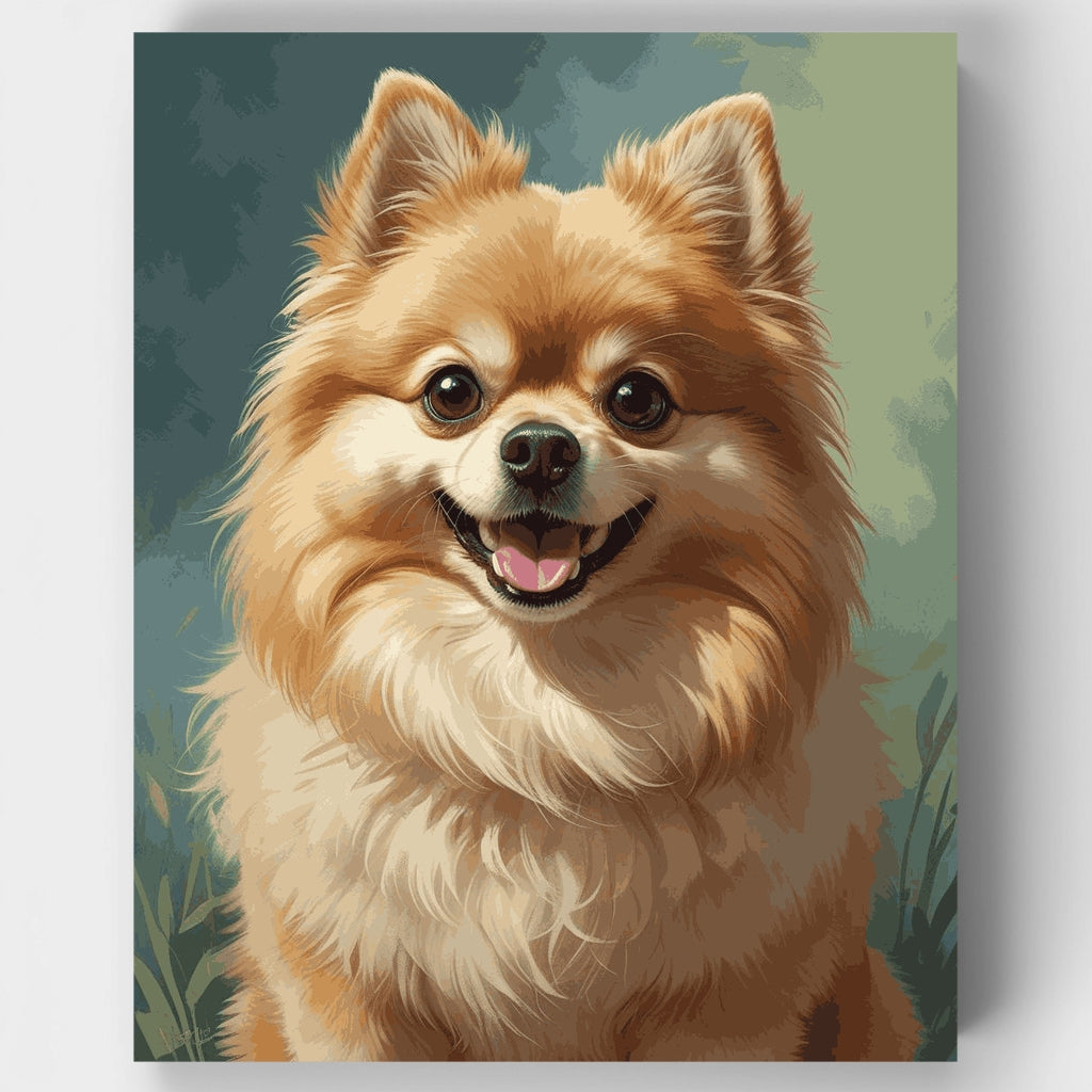 Retrato de pomerania feliz - Kit de pintura por números — Estándar