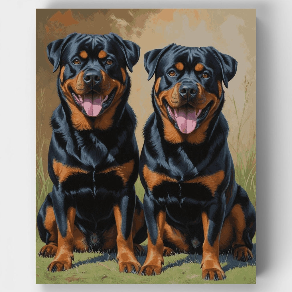 Dos rottweilers - Kit de pintura por números — Estándar
