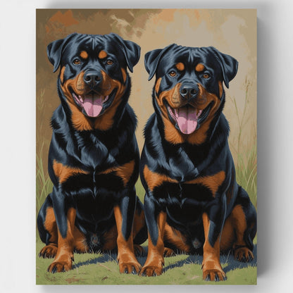 Two Rottweilers - Paint by Numbers Kit