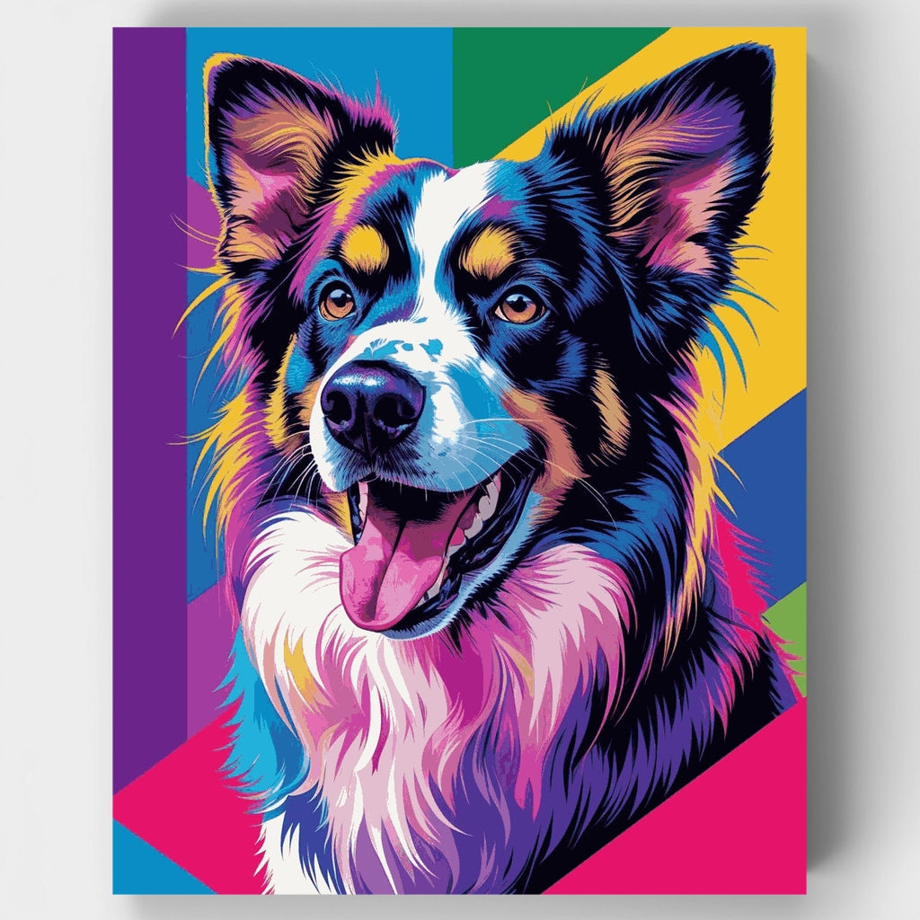 Retrato de un Border Collie vibrante - Kit de pintura por números — Estándar