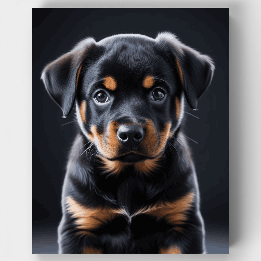 Adorable Rottweiler Puppy Portrait - Paint by Numbers Kit