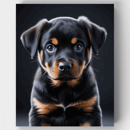 Adorable Rottweiler Puppy Portrait - Paint by Numbers Kit