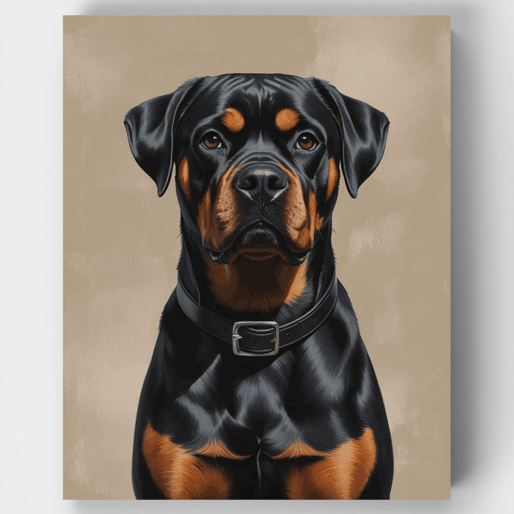 Regal Rottweiler with Leather Collar - Paint by Numbers Kit