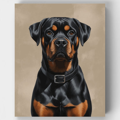 Regal Rottweiler with Leather Collar - Paint by Numbers Kit